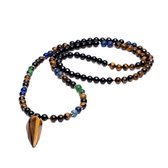 Zentana Mala Ketting Edelstenen - Agaat & Lapis Lazuli - Tijgeroog & Turkoois - Kracht