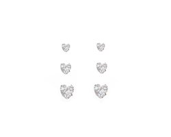foto van Stud Hartje Diamond Knopjes Oorbellen |Set van 3 paar | Fashion Favorite - Transparant