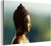 Wanddecoratie Metaal - Aluminium Schilderij Industrieel - Boeddha beeld fotoprint - 120x80 cm - Dibond - Foto op aluminium - Industriële muurdecoratie - Voor de woonkamer/slaapkamer