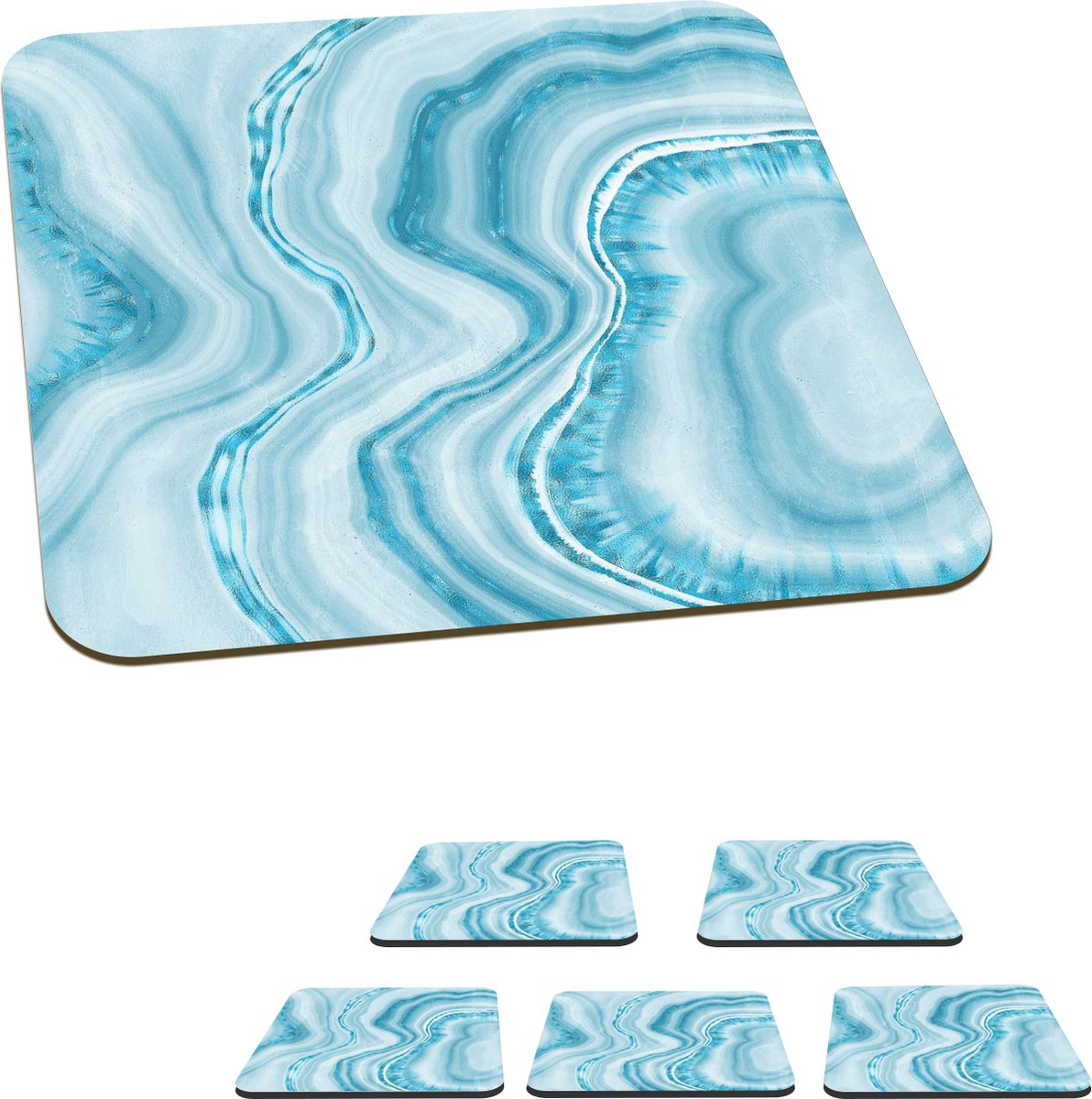 Onderzetters voor glazen - Marmer - Wit - Patronen - 10x10 cm - Glasonderzetters - 6 stuks