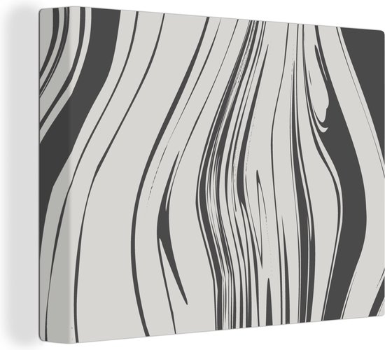 Canvas Abstract - Marmer - Grijs - Structuur - Lijn - 80x60 cm - Muurdecoratie
