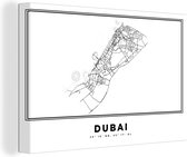Canvas Schilderij Dubai - Stadskaart - Zwart Wit - 90x60 cm - Wanddecoratie