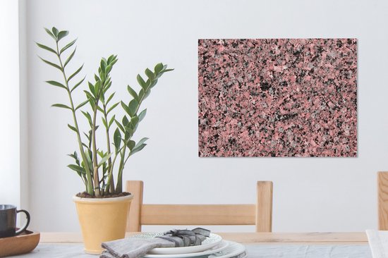 Tableau sur toile Granit - Rose - Zwart - Cristal - 40x30 cm - Décoration murale