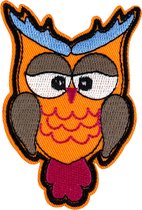 Uil Strijk Embleem Patch Oranje 5.5 cm / 8.5 cm / Oranje Bruin Blauw Wit Rood