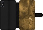 Bookcase iPhone XS telefoonhoesje - Goud - Verf - Abstract - Met vakjes - Wallet case met magneetsluiting