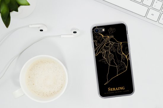Coque iPhone SE 2020 - Seraing - Carte - Or - Coque de téléphone en Siliconen