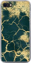 iPhone SE 2020 hoesje - Goud - Groen - Marmer - Siliconen Telefoonhoesje