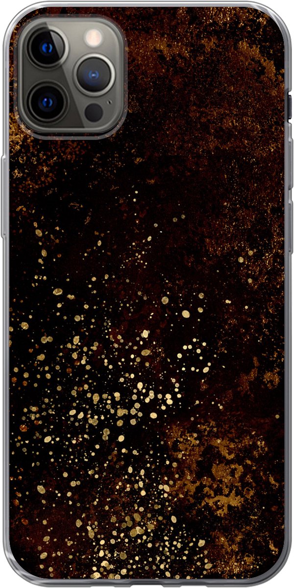 Telefoonhoesje Geschikt voor iPhone 13 Pro Max hoesje - Gold - Zwart - Roest print - Vintage - Siliconen Telefoonhoesje Telefoonhoesje