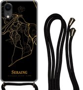 Telefoonkoord - Telefoonketting - Telefoonhoesje Geschikt voor iPhone XR - Seraing - Kaart - Goud - Siliconen - Crossbody - Telefoonhoesje met koord
