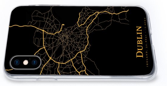 Coque pour iPhone X - Dublin - Carte - Or - Coque de téléphone en Siliconen