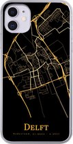 Geschikt voor iPhone 11 hoesje - Delft - Kaart - Goud - Siliconen Telefoonhoesje