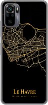 Geschikt voor Xiaomi Redmi Note 10S hoesje - Le Havre - Kaart - Goud - Siliconen Telefoonhoesje