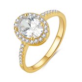 Twice As Nice Ring in 18kt verguld zilver, ovale zirkonia, kleine zirkonia  54
