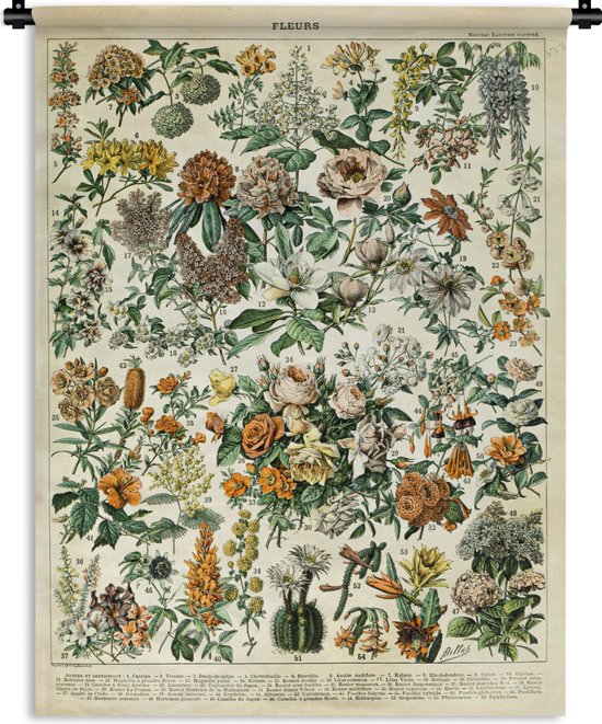 Tapisserie - Tissu mural - Fleurs - Vintage - Oranje - 120x160 cm - Tapisserie