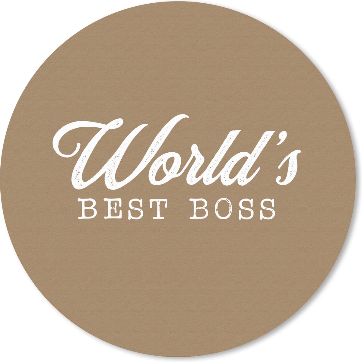 Muismat rond 20x20 cm - Mousepad Bruin - 'World's best boss' - Spreuken - Quote - Ronde muismatten