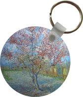 Sleutelhanger - De roze perzikboom - Vincent van Gogh - Plastic - Rond - Uitdeelcadeautjes
