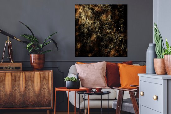 Muurstickers - Sticker Folie - Goud - Zwart - Abstract - 80x80 cm - Plakfolie - Muurstickers Kinderkamer - Zelfklevend Behang - Zelfklevend behangpapier - Stickerfolie