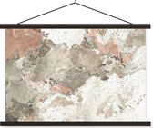 Posterhanger incl. Poster 90x60 cm - Schoolplaat - Wit - Graniet - Keien - Textielposter - Zwarte latten