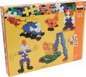 Plus-Plus BIG 150 stukjes verpakking toont een helikopter, oranje wezen, mens, spin en robot.