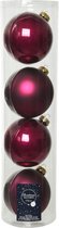 4x stuks kerstballen framboos roze (magnolia) van glas 10 cm - mat/glans - Kerstversiering/boomversiering