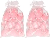 Set de 24x pcs Oeufs de Pâques rose dans un sac en organza 6 cm - Oeufs de Pâques pour branches de Pâques - Décorations de Pasen / Décorations de Pâques
