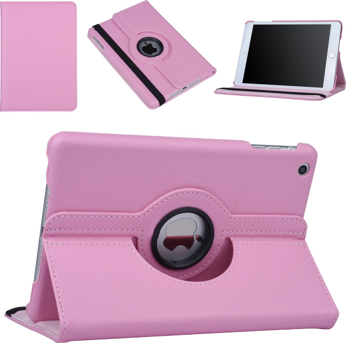 Apple iPad Mini 2-3 Roze 360 graden draaibare hoesje - Book Case Tablethoes