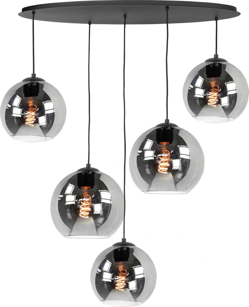 Hanglamp Fantasy Globe Smoke Ovaal 5Lichts 1 Mtr