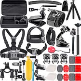 Action cam accessoires set Flowkey - Geschikt voor Gopro Hero 10, 9, 8, 7, 6, 5, 4 - Set van 50 in 1 - Met Luxe Opbergkoffer Met Mount, Stick & Case