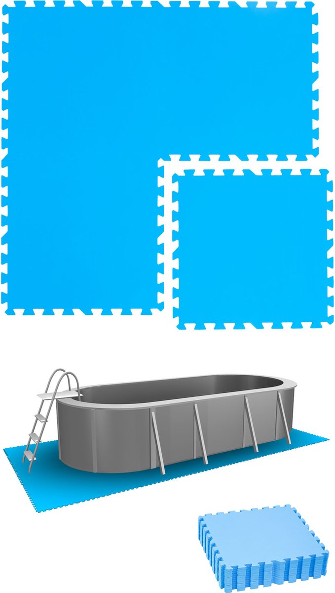 2.8 m² poolmat - 12 EVA schuim matten 50x50 outdoor poolpad - ondermatten set
