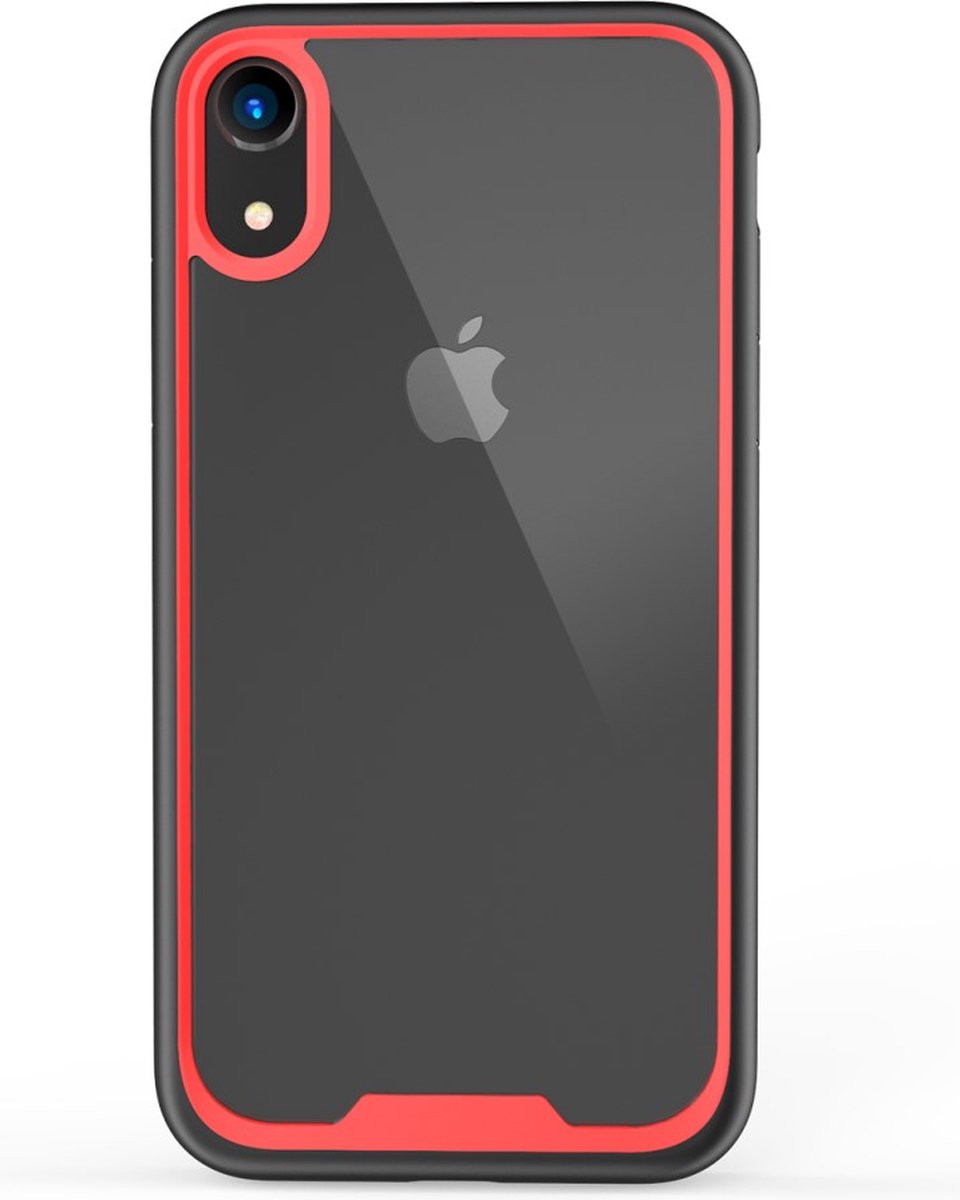 Peachy Zwart Rood TPU Acryl Plastic hoesje iPhone XR - Transparant