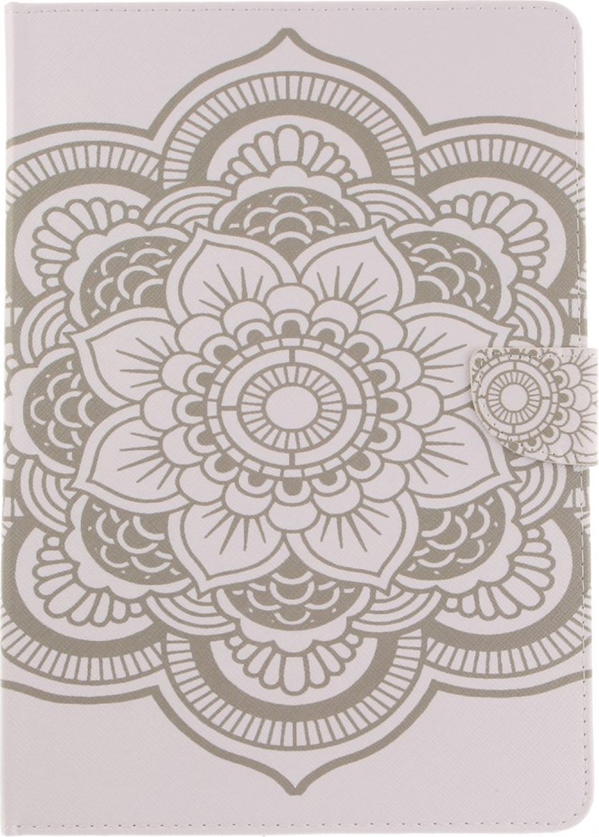 Peachy Mandala Lederen Wallet geschikt voor iPad Air 3 (2019) & iPad Pro 10.5 inch case - Wit Standaard