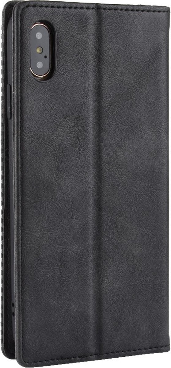 Peachy Vintage kunstleer Wallet Case geschikt voor iPhone X XS - Zwart hoesje