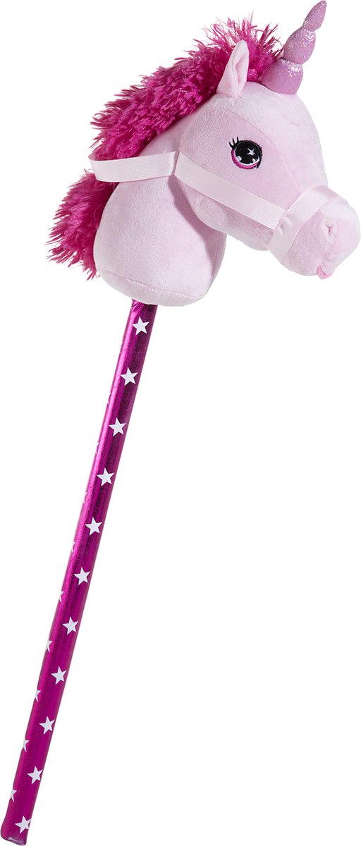 Heunec Eenhoorn stokpaard - roze - 70 cm - pluche - unicorn - Stokeenhoorn - Speelgoed stokpaardjes