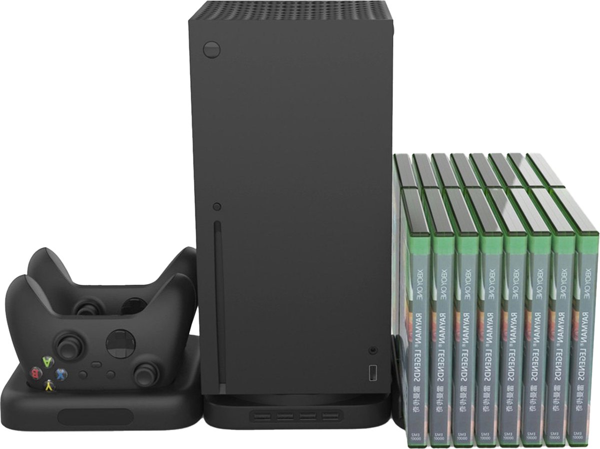 YONO Docking Station voor Xbox Series X - Verticale Standaard - Controller Oplader - Spellenhouder - Accessoires Oplaadstation - Zwart