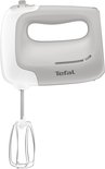 Witte Tefal handmixer met grijze accenten.