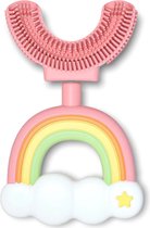Medies -  360° U-vormige kindertandenborstel regenboog roze | baby tandenborstel | kindertandenborstel | peuter tandenborstel | U-vorm -  siliconen - bpa free - 2 tot 7 jaar