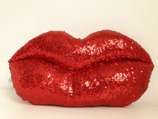 Gustiana® Lip kussen - Satijn & Pailletten - Rood - Valentijnscadeau - Moederdag cadeau - Verjaardagscadeau