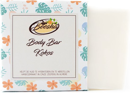 Beesha Body Bar Kokos | 100% Plasticvrije en Natuurlijke Verzorging | Vegan, Sulfaatvrij en Parabeenvrij