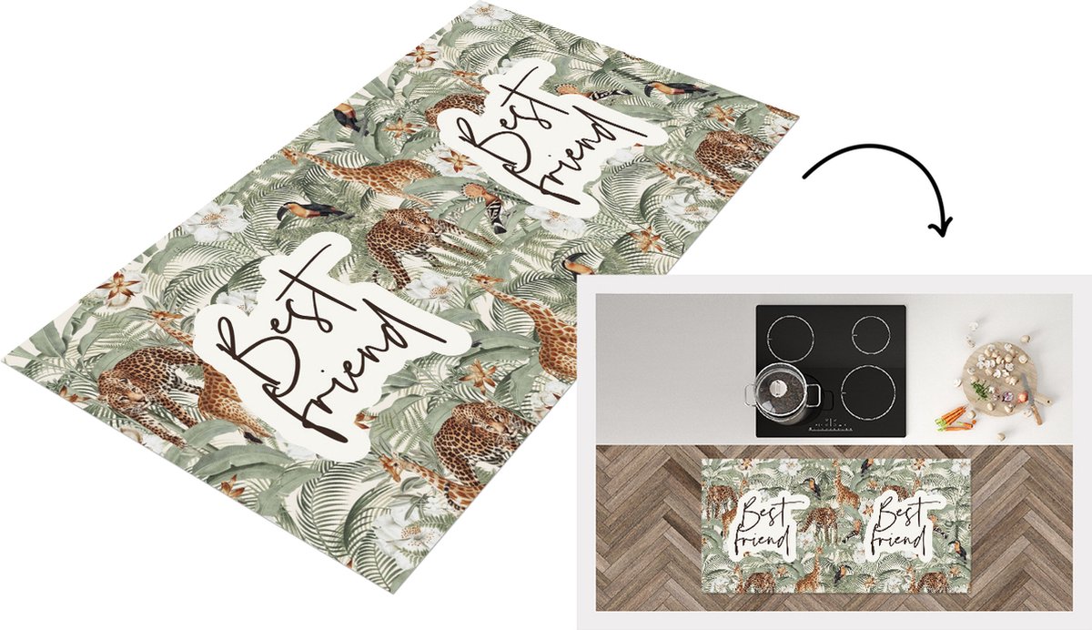 KitchenYeah Keukenloper - Loper keuken - Quotes - Best friends - Spreuken - Vrienden - Best friend - 120x60 cm - Keukenloper vinyl Multicolor