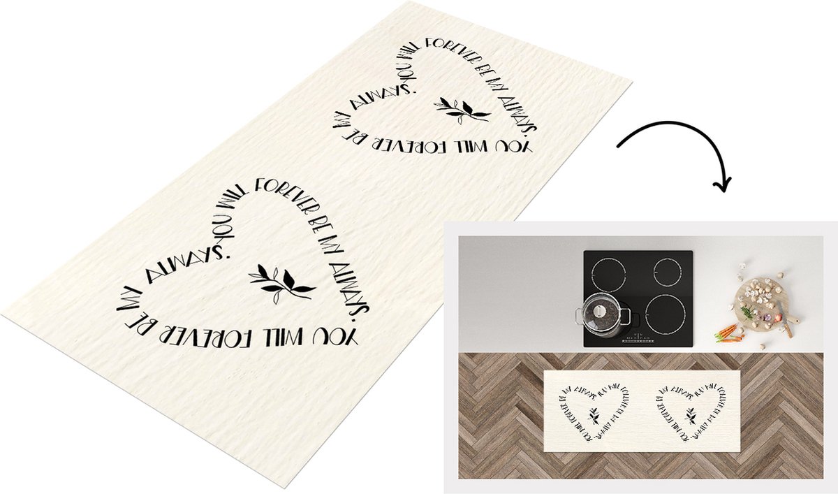 KitchenYeah Keukenloper - Loper keuken - Quotes - You will forever be my always - Liefde - Spreuken - 120x50 cm - Keukenloper vinyl Multicolor