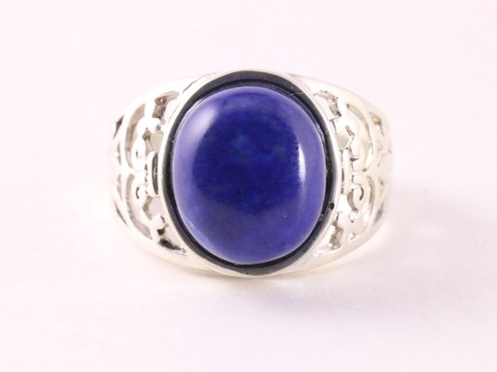 Bague ajourée en argent avec lapis lazuli - taille 16,5