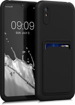 kwmobile telefoonhoesje geschikt voor Xiaomi Redmi 9A / 9AT - Hoesje met pasjeshouder - TPU case in mat zwart