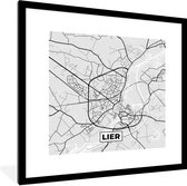 Cadre photo avec affiche Zwart Wit- België - Lierre - Plan de la ville - Carte - Zwart Wit - Plan d'étage - 40x40 cm - Cadre pour affiche
