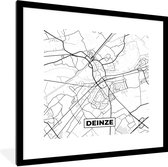 Cadre photo avec affiche Zwart Wit- België - Deinze - Plan de la ville - Carte - Zwart Wit - Carte - 40x40 cm - Cadre pour affiche
