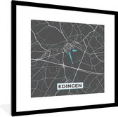Affiche avec cadre Plan de ville - Grijs - Carte - Enghien - België - Carte - 40x40 cm