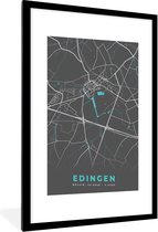 Fotolijst incl. Poster - Stadskaart – Grijs - Kaart – Edingen – België – Plattegrond - 60x90 cm - Posterlijst