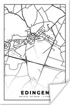 Affiche Plan de Ville – Carte – België – Zwart Wit – Enghien – Carte - 20x30 cm