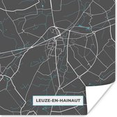 Poster Plattegrond – Leuze en Hainaut – Blauw – Stadskaart - Kaart - 30x30 cm