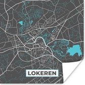Poster Stadskaart – Grijs - Kaart – Lokeren – België – Plattegrond - 30x30 cm