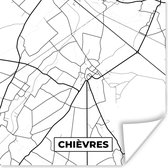 Poster Zwart Wit – België – Plattegrond – Stadskaart – Kaart – Chièvres - 100x100 cm XXL